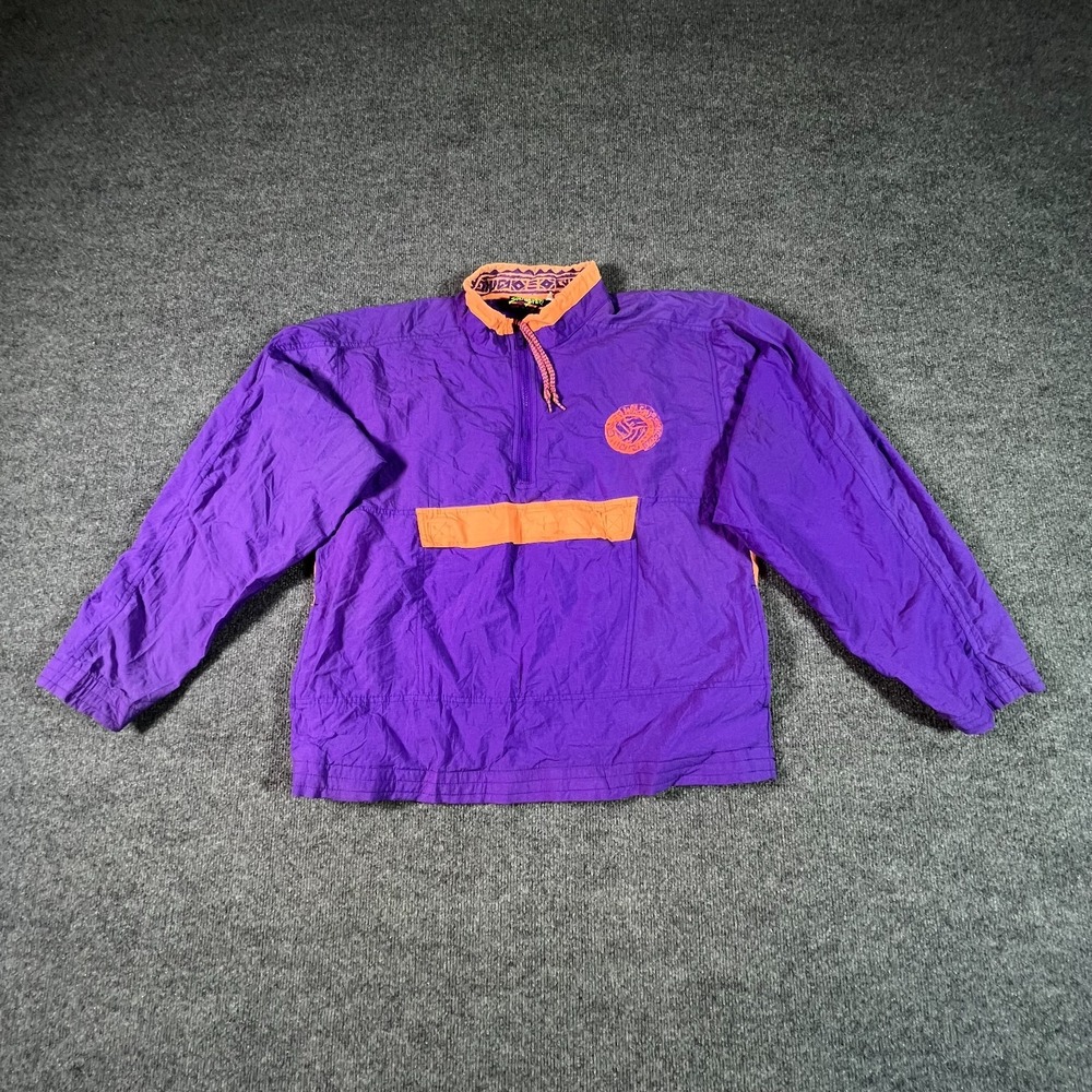 Vintage Wilson Surface Sport Windbreaker Jacket Mens M Purple 1/2 Zip Volleyball